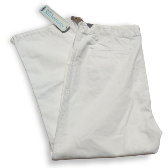 Old Navy Maternity Womens Medium Simply Khaki White Capris With Classic Panel - Picture 1 of 3